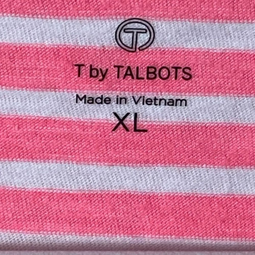 T by Talbots Wm’s Sz XL Neon Pink White Stripe Pull On Nautical Causal Shirt - Picture 4 of 4
